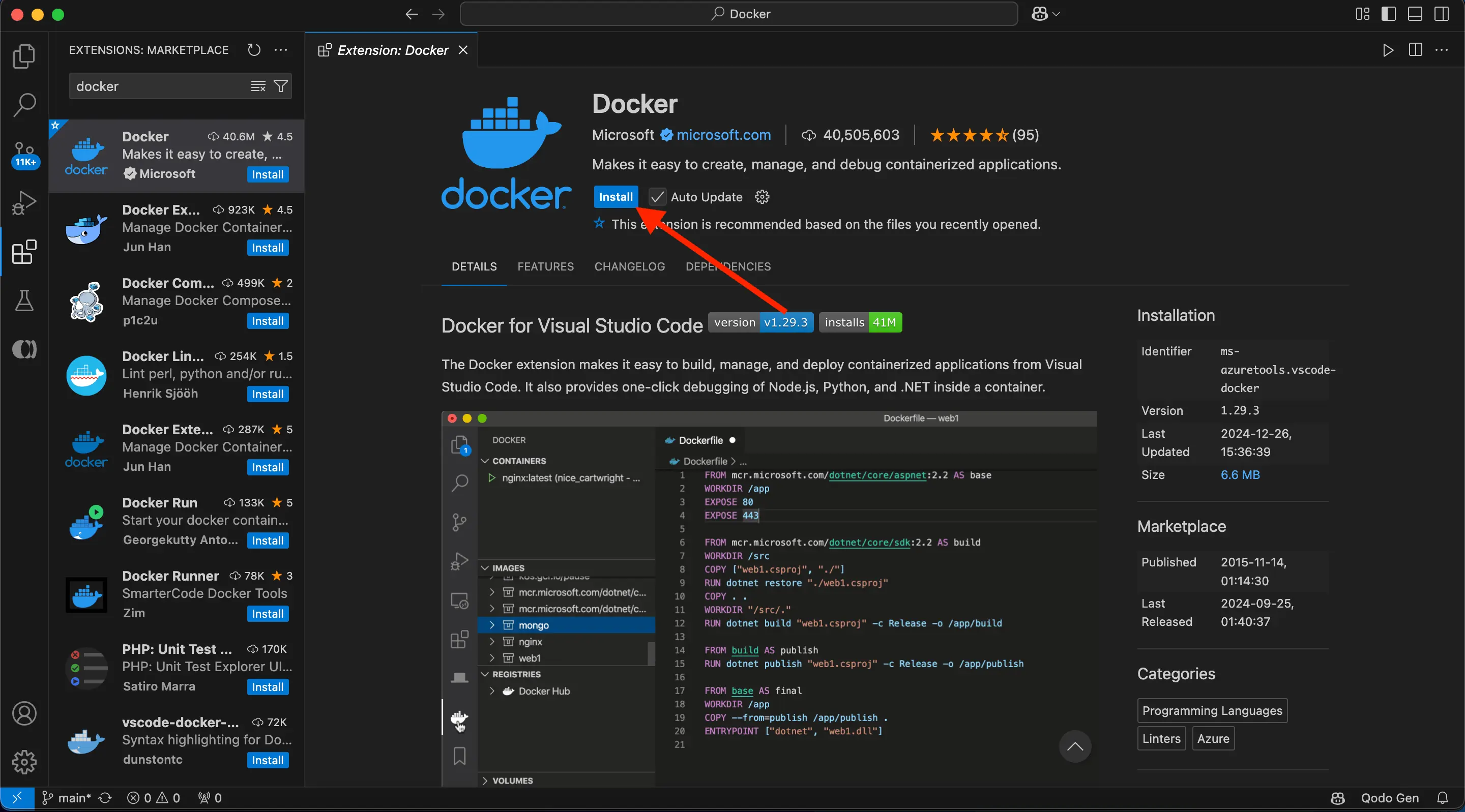 VS Code 扩展市场的截图